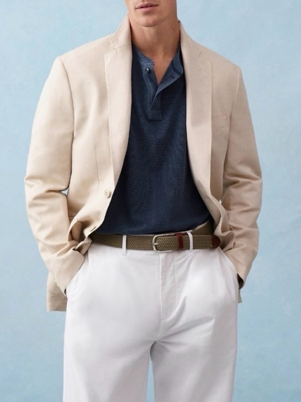 J. Crew Crosby Blazer Jacket Sport Coat 41R Ivory Cream Linen Classic Minimalist